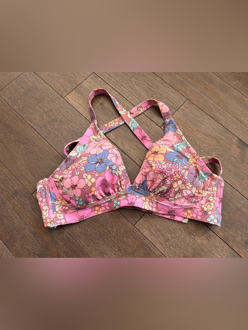 Wild fable Pink floral bikini top size 1X